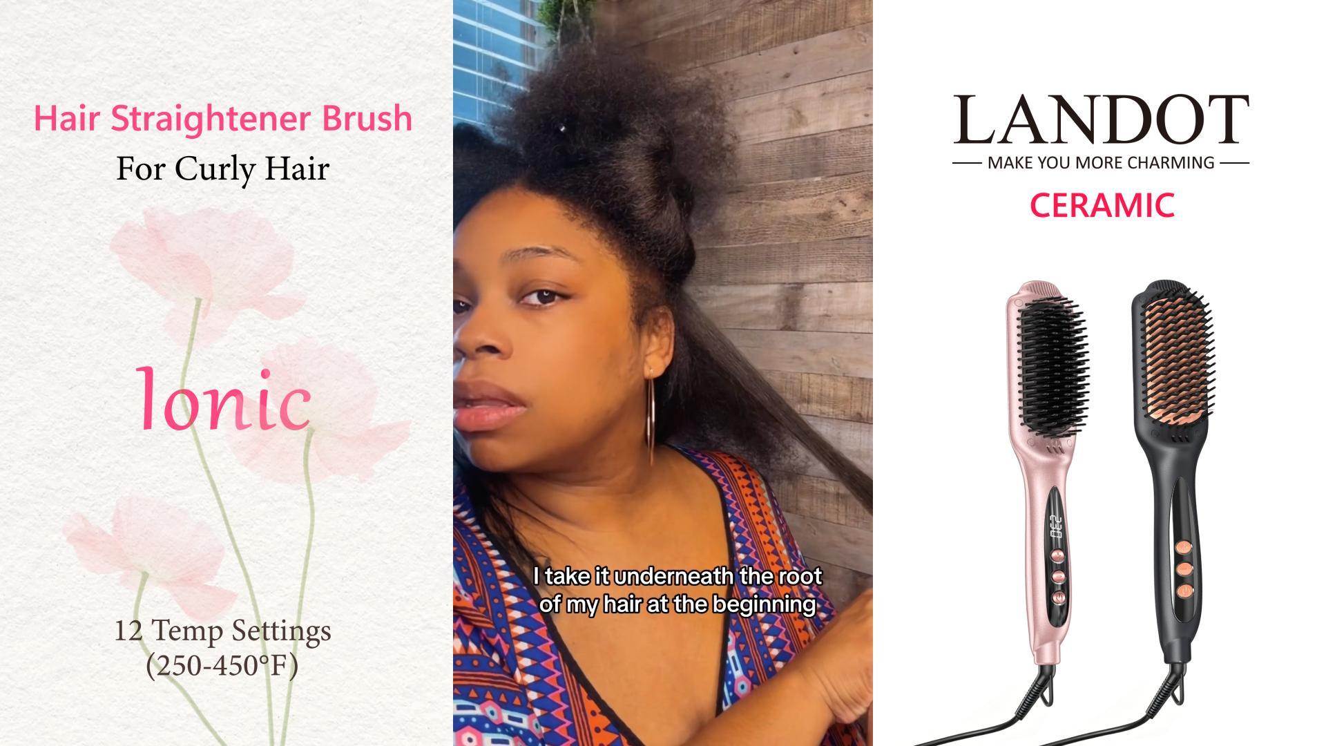 Amazon.com : LANDOT Ionic Hair Straightener Brush – Ceramic